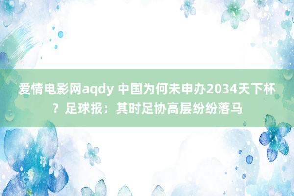 爱情电影网aqdy 中国为何未申办2034天下杯？足球报：其时足协高层纷纷落马