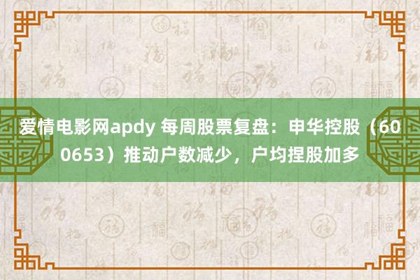 爱情电影网apdy 每周股票复盘：申华控股（600653）推动户数减少，户均捏股加多