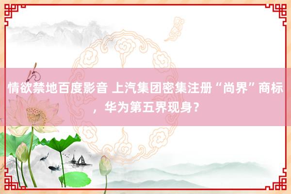 情欲禁地百度影音 上汽集团密集注册“尚界”商标，华为第五界现身？